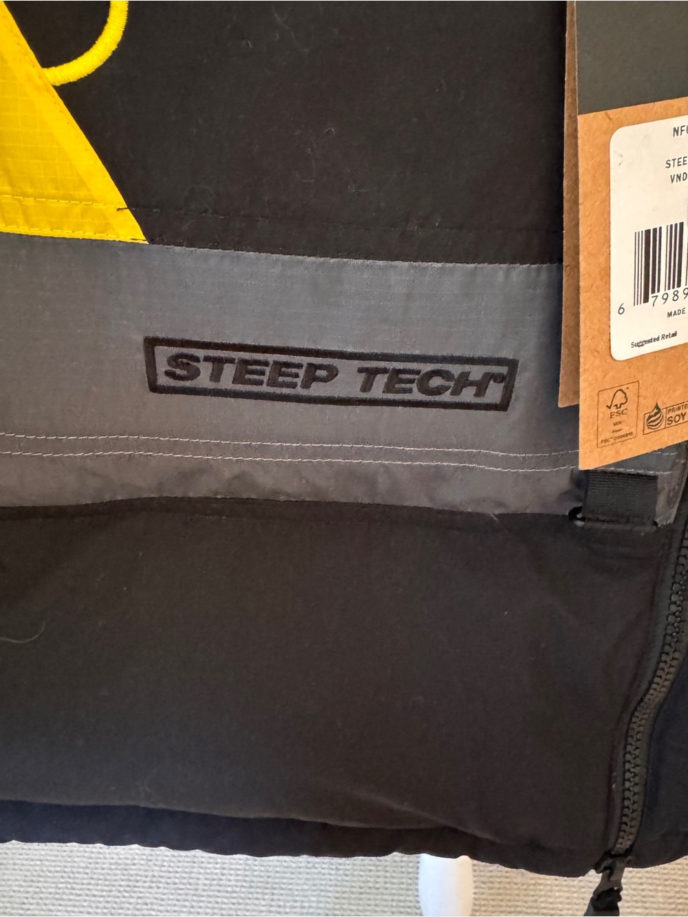 2020 The North Face Steep Tech Down Jacket Grey X TNF Black X Yellow M - Picture 10 of 11